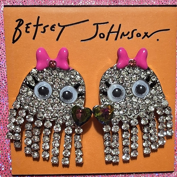 Betsey Johnson Ghost Fringe drop earrings! NWT! - Picture 9 of 9